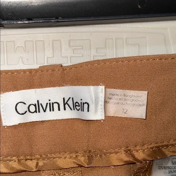 Calvin Klein Suit Luggage Brown Wide Leg High Rise Dress Pants - Picture 9 of 14